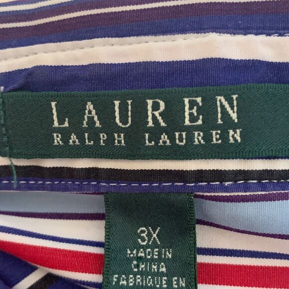 Lauren Ralph Lauren Women's Blouse 3 XL Multi Color Stripes Long Sleeve Cotton - Picture 10 of 13